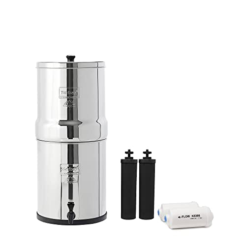 berkey BK4 X 2-bb Big berkey sSistema de filtrado de agua potable con 4 filtros – 2 Filtros De Color Negro y 2 filtros de flúor 2,25 Galón8,5 L