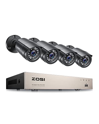 zosi 8-Channel HD-TVI 720P 1080N DVR Cámara de vigilancia de video Seguridad Kit 8 x 1280TVL Cámaras de interior exterior IR resistente a la intemperie 65 pies 20 m de visión nocturna con IR Cut sin disco duro