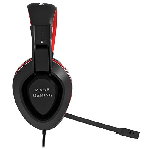 Mars Gaming MAH1V2 Biauricular Diadema Negro, Rojo auricular con micrófono - Auriculares con micrófono (Consola de videojuegos + PC/Videojuegos, 7.1 canales, Biauricular, Diadema, Negro, Rojo, Acrilonitrilo butadieno estireno (ABS))