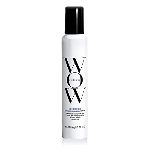 Color WOW Color WOW Control de color púrpura tonificación + espuma de peinado para cabello rubio, 6.8 oz, 6.8 oz
