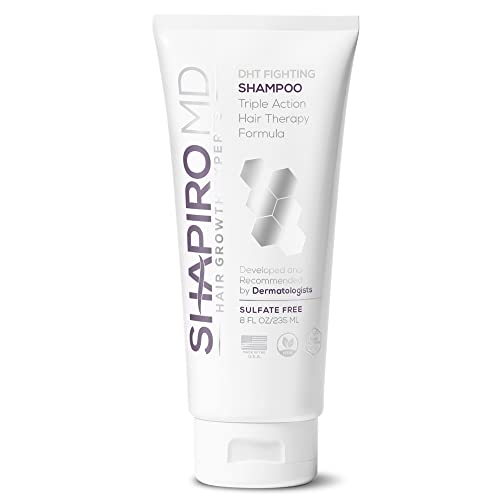 Champú para pérdida de cabello | Fórmula vegana DHT para adelgazar el cabello desarrollado por dermatólogos | Experimenta un cabello más saludable, más completo y más grueso – Shapiro MD