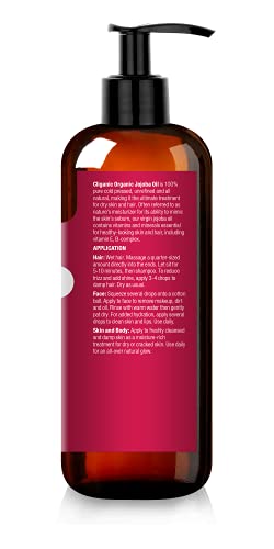 Cliganic USDA Organic Jojoba Oil 16 oz with Pump, 100% Pure - 400 ml