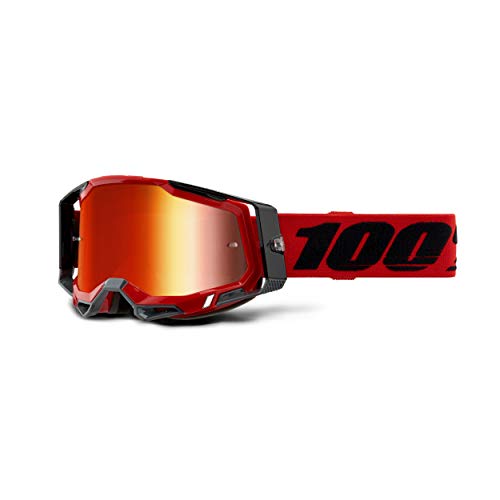 1 00% Racecraft 2 - anteojos protectoras para bicicleta de montaña y motocross, MX y MTB Racing (rojo, lente roja espejo)