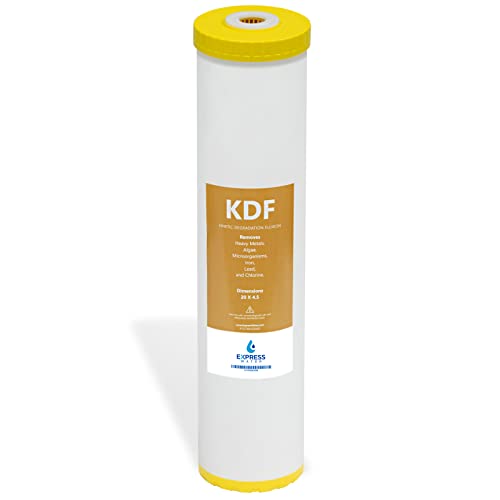 Express Water FLTWH2045K - Filtro de agua de degradación cinética - KDF de carbono catalítico de gran capacidad, filtración de metal pesado para toda la casa, 11,4 x 50,8 cm, color blanco