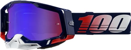 100% Racecraft 2 - Gafas protectoras para bicicleta de montaña y motocross, MX y MTB Racing (República - Lente espejo/azul)