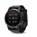 Garmin 010-01988-06 Fenix 5 Plus Zafiro Bisel con Correa de Piel, GPS, color Negro