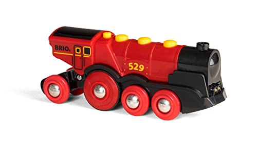 BRIO World 33592 Mighty Red Action Locomotora | Tren de Juguete a Pilas con Efectos de luz y Sonido para niños a Partir de 3 años