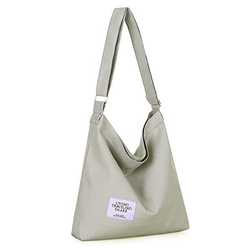 Covelin Bolso bandolera de lona retro de tamaño grande para mujer, bolso bandolera informal