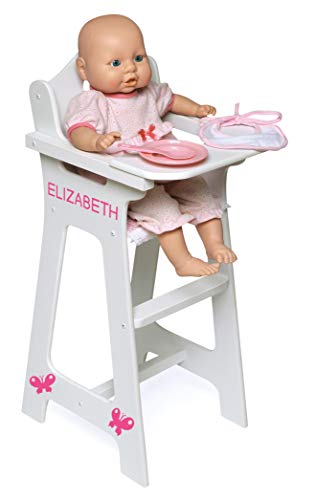 Badger Basket White Doll High Chair with Plate, Bib, and Spoon (Fits American Girl Dolls)