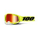 1 00% Racecraft 2 - anteojos protectoras para bicicleta de montaña y motocross, MX y MTB Racing (amarillo, lente roja espejo)