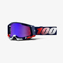 100% Racecraft 2 - Gafas protectoras para bicicleta de montaña y motocross, MX y MTB Racing (República - Lente espejo/azul)
