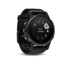 Garmin 010-01988-06 Fenix 5 Plus Zafiro Bisel con Correa de Piel, GPS, color Negro