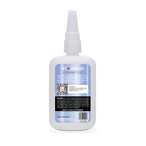STARBOND EM-02 Super Fast Thin, Premium Instant CA (calcomanía de cianoacrilato) Super Glue Plus tapa extra y micropuntas, 2 onzas (para torneado de madera, giro de bolígrafo, pasatiempo, estabilización, acabado, incrustación)