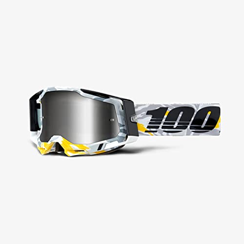 100% Racecraft 2 - Gafas protectoras para bicicleta de montaña y motocross, MX y MTB Racing (Korb - Lente plateada espejo)