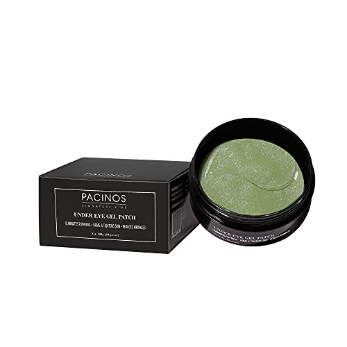 Pacinos Parches de gel debajo de los ojos – elimina la hinchazón, suaviza las arrugas, ilumina bajo la oscuridad de los ojos, reafirma y aprieta la piel con vitamina E y B5, promueve el colágeno, orgánico, 60 piezas