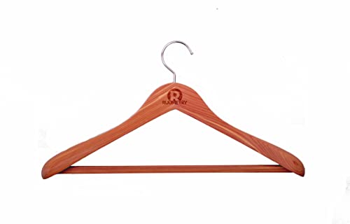 Ruumetry - Perchas de cedro sin terminar, perchas de madera de cedro rojo, perchas de ropa de lujo para chamarra, hombro ancho con barra cuadrada de cedro para pantalones, gancho flexible de 360°, paquete de 3