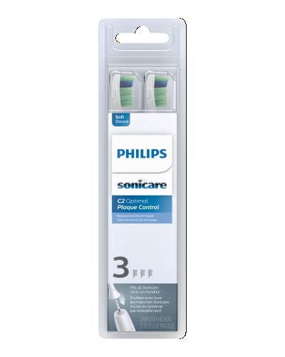 Philips Sonicare Optimal Plaque Control replacement toothbrush heads, HX9023/65, BrushSync technology, White 3-pk