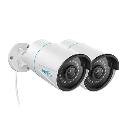 REOLINK Cámaras de seguridad para exteriores, sistema de cámara de seguridad para el hogar para vigilancia PoE IP de 5 MP, detección inteligente de seres humanos/vehículos, funciona con casa inteligente, lapso de tiempo, tarjeta SD de hasta 256 GB, RLC-51