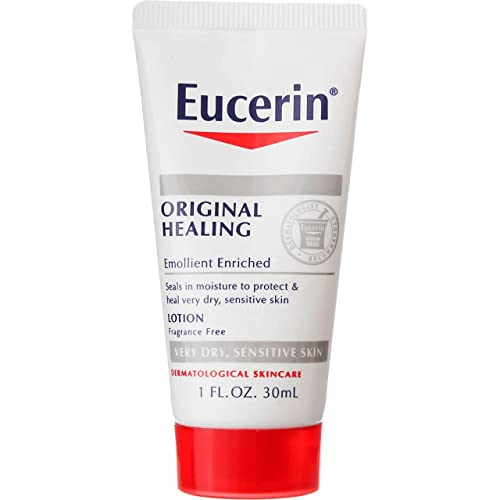 Eucerin Loción enriquecida emoliente curativa original de 1 oz. - Paquete de 6 - Nuevo aspecto