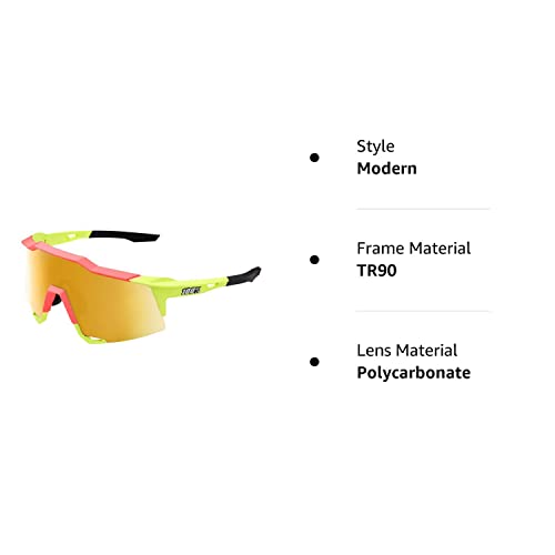 100% Speedcraft - Gafas de sol deportivas de rendimiento – Gafas deportivas y de ciclismo (suave tacto negro, lente de espejo multicapa roja HiPER)