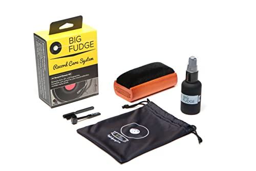 BIG FUDGE Kit de limpieza de discos de vinilo incluye cepillo de terciopelo, líquido de limpieza y cepillo de lápiz capacitivo o gel