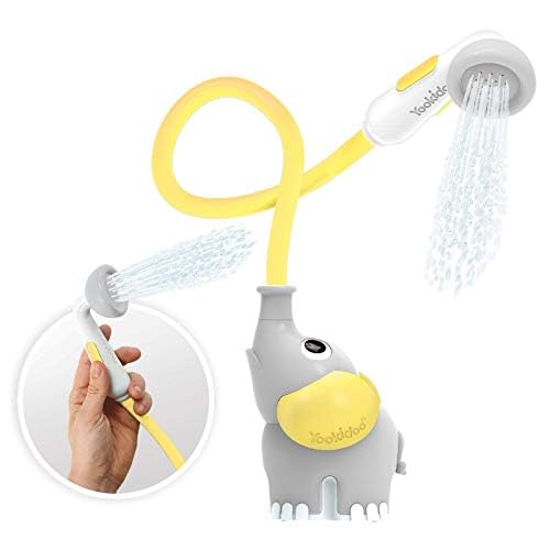 Yookidoo - Cabezal de ducha de baño para bebé, bomba de agua con boquilla | Control de flujo de agua de 2 pomos de elefante para máxima diversión en la tina o fregadero para bebés recién nacidos