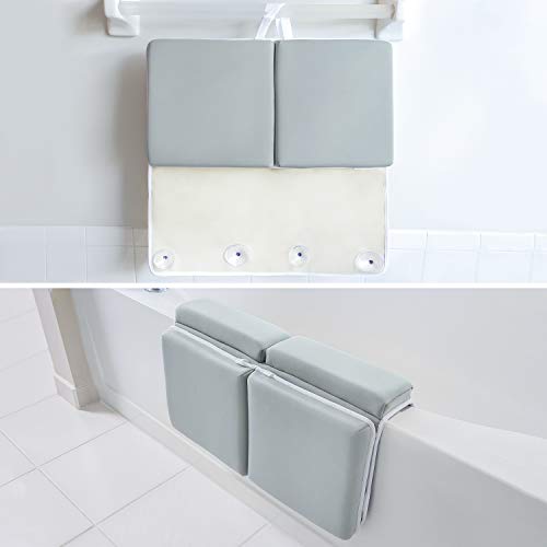 Reposacabezas para tina y codo de bebé, 1,75 pulgadas, extra grueso, almohadilla de rodillera y codo para tina. Coderas para tina con organizador de juguetes y accesorios para bebés, color gris