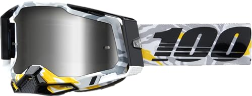 100% Racecraft 2 - Gafas protectoras para bicicleta de montaña y motocross, MX y MTB Racing (Korb - Lente plateada espejo)