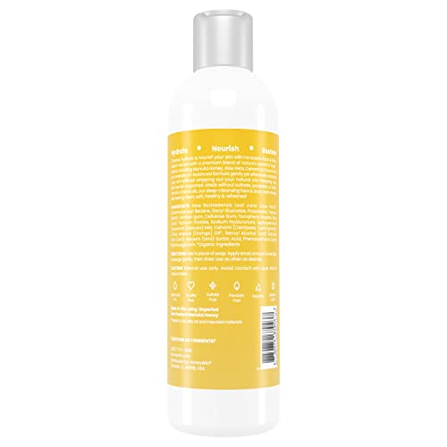 Gentle Moisturizing Organic Face & Body Wash (4 oz) Manuka Honey, Eczema, Psoriasis, Acne, Rosacea, Aloe Vera, Botanicals, No Parabens, No Sulfates, No Fragrance, Non-Allergenic by Honeyskin
