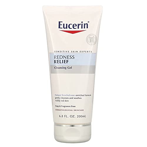 Eucerin Limpiador facial relajante para alivio del enrojecimiento, 6.8 onzas