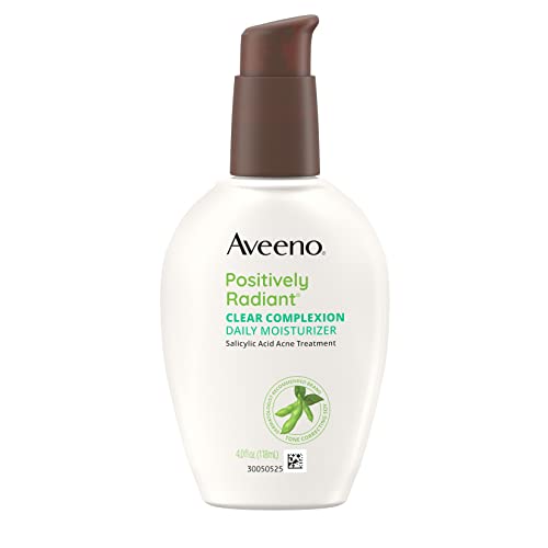 Aveeno hidratante facial diaria de ácido salicílico con complejo de soja total, para piel propensa a roturas, sin aceite e hipoalergénico, 4 onzas líquidas oz