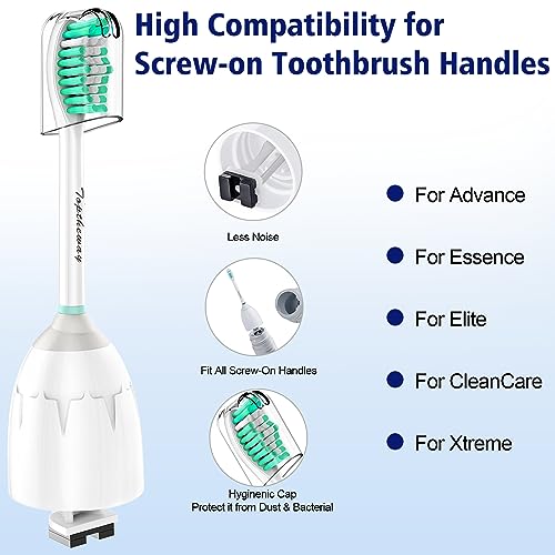 Toptheway Cabezales de cepillo para polvo de repuesto compatibles con Sonicare E-Series HX7022/66, compatible con Sonicare Essence, Xtreme, Elite, Advance y CleanCare Asas atornillables, 6 unidades