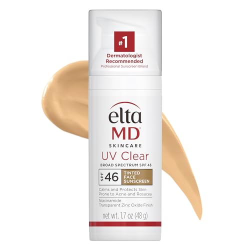 EltaMD - Protector solar facial transparente con tinte UV SPF 46 para pieles sensibles o propensas al acné, sin aceite, fórmula de óxido de zinc a base de minerales recomendada por dermatólogos, 1. 7 oz