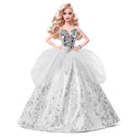 Barbie Muñeca Festiva Signature 2021 (12 Pulgadas, Cabello Rubio Ondulado) en Vestido Plateado, con Soporte para muñeca y Certificado de autenticidad, Regalo para niños de 6 años en adelante