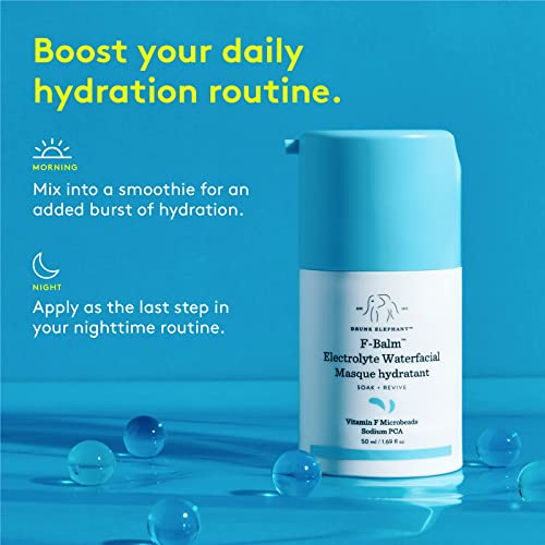 Drunk Elephant F-Balm Electrolito Waterfacial. Máscara de enfriamiento y fortalecimiento durante la noche.