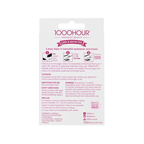 1000 Hour Eyelash & Brow Dye/Tint Kit Permanent Mascara (Dark Brown) by 1000Hour