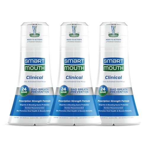 SmartMouth Clinical DDS Oral Rinse for the Treatment of Bad Breath and Protection From Gingivitis and Gum Disease, 16 ounce, 3 pack