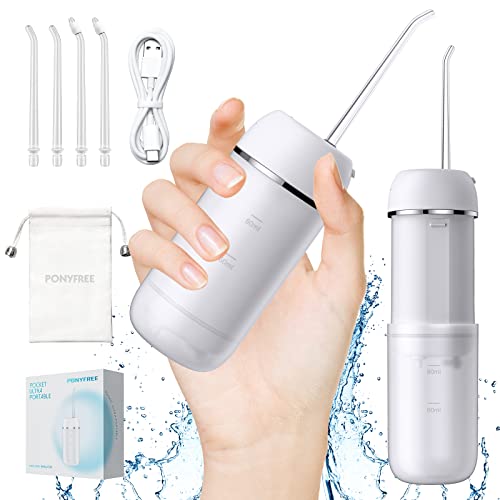 Water Flosser Cordless for Teeth, PONYFREE Mini Portable Oral Irrigator with 9 Pressure Modes, Water Teeth Cleaner Pick, Unique Pressure Stabilization Technology