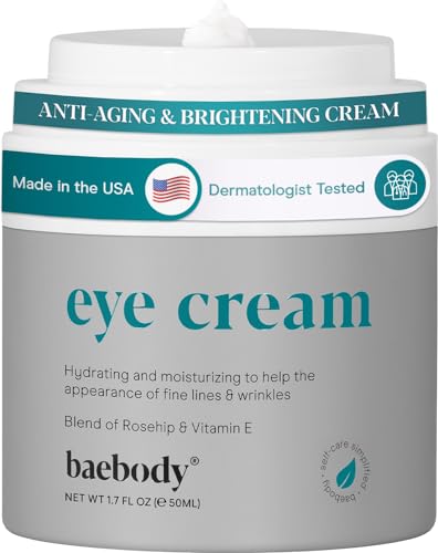 Baebody Crema de ojos con rosa mosqueta e hibisco para reducir la hinchazón y las ojeras mientras mejora la elasticidad, 1.7 onzas