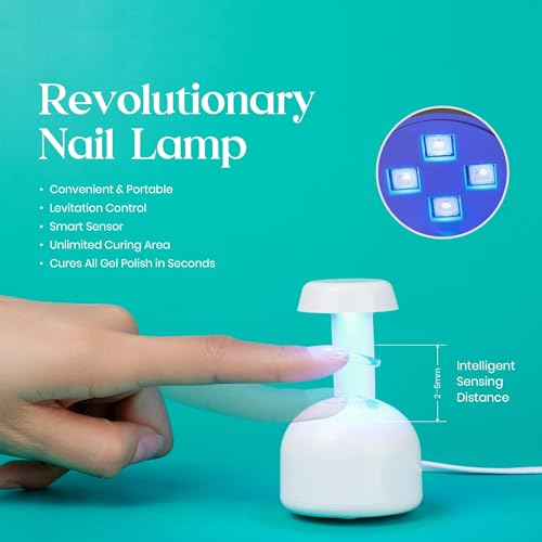 Beetles Coffin Nail Tips Nail Gel Kit, 2 In 1 Nail Gel Base Coat with Long False Nail and U V LED Nail Lamp for Acrylic Nail/Dip Powder Nails/Poly Nail Extension Gel Nail Art DIY Home