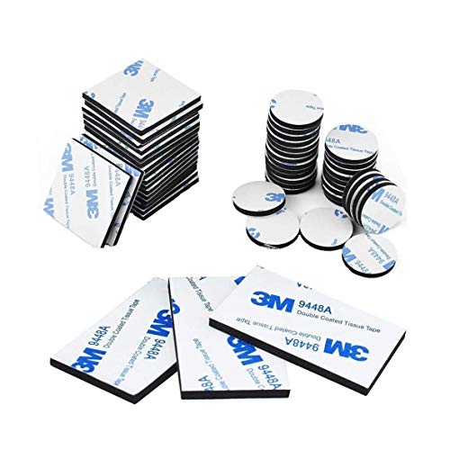 Double Sided Foam Tape Strong Pad Mounting,Black Self-Adhesive Tape Include Square Round and Rectangular(60Pcs)