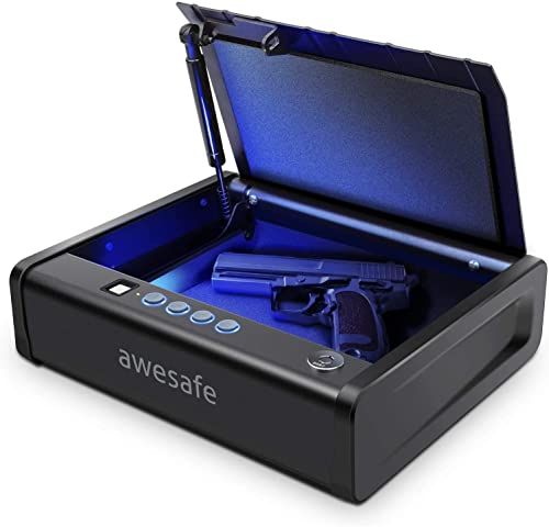 awesafe - Caja fuerte para pistola con identificación de huellas dactilares y bloqueo biométrico con capacidad de pistola