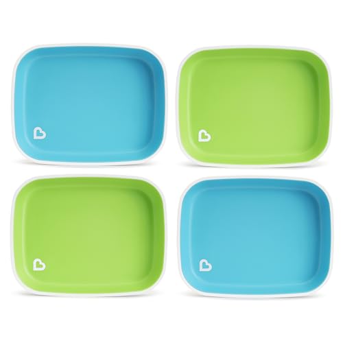 Munchkin Splash - Platos infantiles (4 unidades), color azul y verde