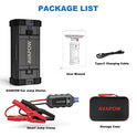 AVAPOW - Arrancador de batería de coche (para todo gas o diésel de hasta 12 l), potente arranque de batería de coche con doble carga rápida USB y salida CC, paquete de salto de 12 V con luz LED brillante integrada