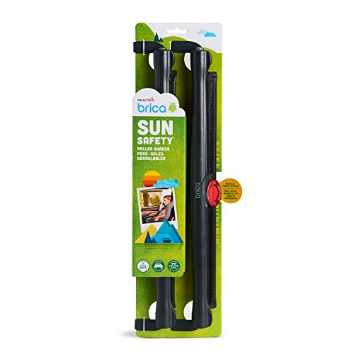 Munchkin® Brica® Sun Safety™ - visualización Enrollable para Ventana de Coche con Alerta de Calor White Hot®, Paquete de 2, Color Negro