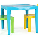 Humble Crew, Aqua Table & Green/Yellow - Juego de Mesa de plástico Ligero y 2 sillas, Cuadrado, para niños pequeños