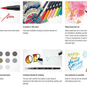 Tombow 56185 Marcadores artísticos de doble pincel, brillantes, paquete de 10. Mezclador, pincel y marcadores de punta fina