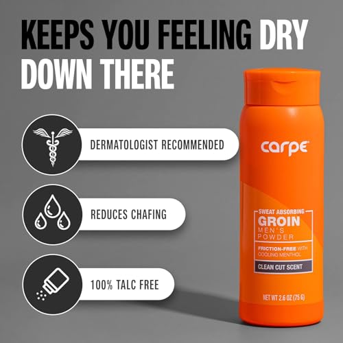 Carpe Polvo absorbente de sudor para la ingle (para hombres) – diseñado para la máxima absorción del sudor – libre de desorden y fricción, para evitar que se roce
