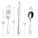 ANNOVA Juego de cubiertos para niños de 10 piezas, de acero inoxidable, 4 tenedores, 2 cuchillos de mesa seguros, 4 cucharadas, utensilios para niños, caja de almuerzo con dinosaurio (grabado T-Rex, triceratops, Diplodocus)