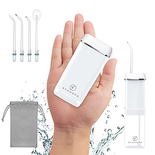 Irrigador bucal de agua [Mini portátil inalámbrico] Limpiador de dientes de agua para irrigador bucal, tanque de agua telescópico, 3 modos y IPX7 impermeable, hilo dental para el hogar y viajes para dientes, soporte para cuidado de puentes